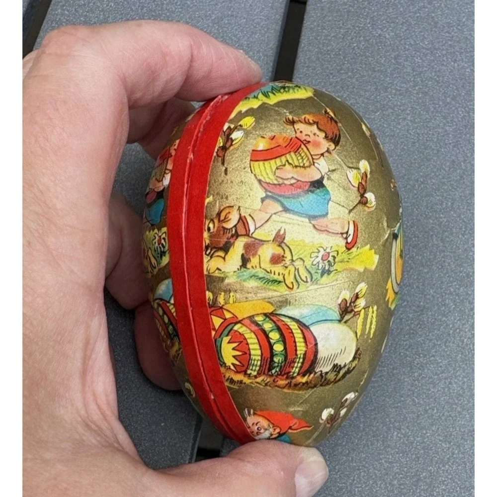 Vintage paper mache Easter eggs candy containers Germany flowers ducks rabbits